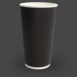 500 x 20oz Black Triple Wall Ripple Paper Cups for Hot Drinks