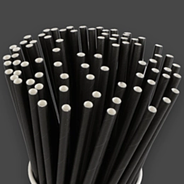 250 x Black Paper Straws 200mm 6mm Bore