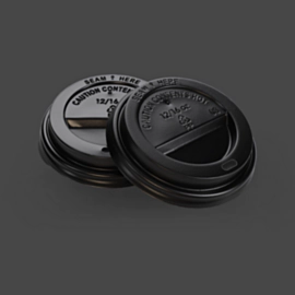 500 x Black Domed Sip Through Lids 90mm For 12oz and 16oz Paper Cups