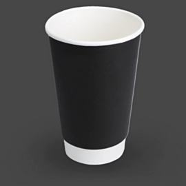 500 x 16oz Black Double Wall Smooth Paper Cups for Hot Drinks 500 x 16oz Black Double Wall Smooth Paper Cups for Hot Drinks