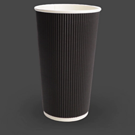 500 x 20oz Black Triple Wall Ripple Paper Cups for Hot Drinks 500 x 20oz Black Triple Wall Ripple Paper Cups for Hot Drinks