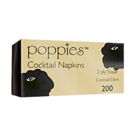 Black Cocktail Napkin 2ply 23cm