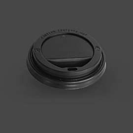 500 x Black Domed Sip Through Lids 80mm For 8oz Paper Cups