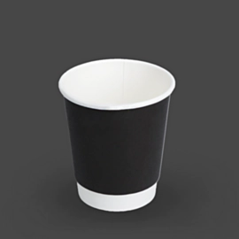500 x 8oz Black Double Wall Smooth Paper Cups for Hot Drinks