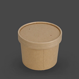 250 x 8oz Kraft Brown Paper Soup Container with Paper Lids 250 x 8oz Kraft Brown Paper Soup Container with Paper Lids