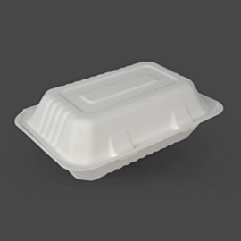 200 x Bagasse Clamshell Hinged Food Boxes 9x6 inch 200 x Bagasse Clamshell Hinged Food Boxes 9x6 inch