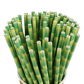 250 x 8" Paper Straws Bamboo Style 6mm Bore