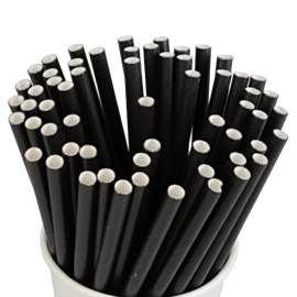 250 x 140mm (5.5") Black Paper Cocktail Sip Straw