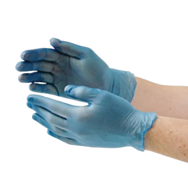 100 x Medium Blue Vinyl Gloves - Powdered 100 x Medium Blue Vinyl Gloves - Powdered