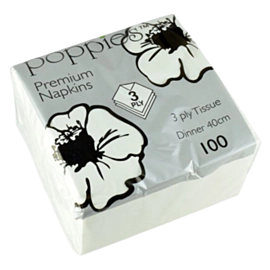 White Bookfold Napkin 3ply 40cm