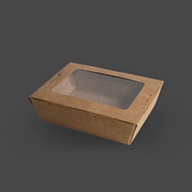 300 x Small Kraft Salad Box With Window 500ml 300 x Small Kraft Salad Box With Window 500ml