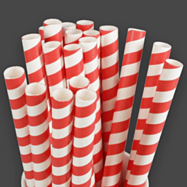 250 x Bubble Tea Red & White Paper Straws 200mm 12mm Bore