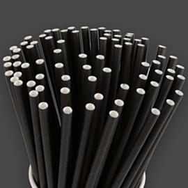 250 x Black Paper Straws 200mm 6mm Bore