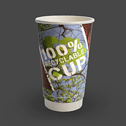 500 x 16oz 100% Recyclable Double Walled Paper Cups For Hot Drinks
