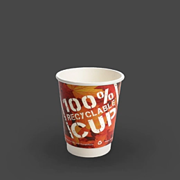 500 x 8oz 100% Recyclable Double Walled Paper Cups For Hot Drinks 