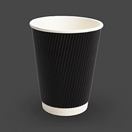 500 x 12oz Black Triple Wall Ripple Paper Cups for Hot Drinks