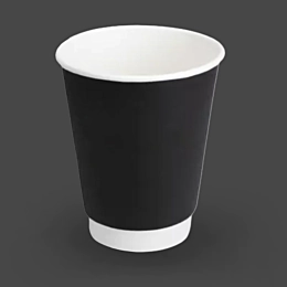 500 x 12oz Black Double Wall Smooth Paper Cups for Hot Drinks