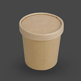 250 x 12oz Kraft Brown Paper Soup Container with Paper Lids