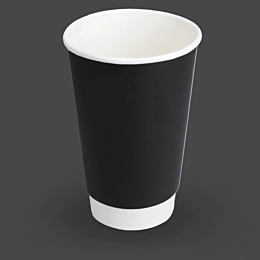500 x 16oz Black Double Wall Smooth Paper Cups for Hot Drinks