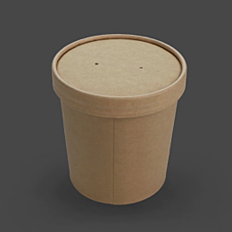 250 x 16oz Kraft Brown Paper Soup Container with Paper Lids