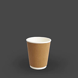 1000 x 4oz Kraft Brown Triple Wall Ripple Paper Cups for Hot Drinks