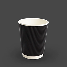 500 x 8oz Black Triple Wall Ripple Paper Cups for Hot Drinks
