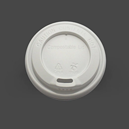 1000 x White Domed Sip Through Compostable Lid for 8oz Paper Cups