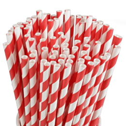 250 x 8" Paper Straws Red and White- 6mm Bore