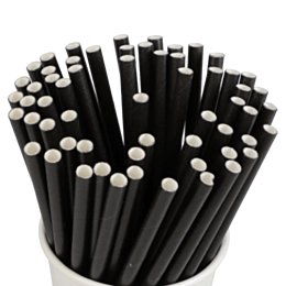 250 x 140mm (5.5") Black Paper Cocktail Sip Straw