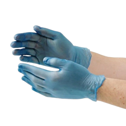 100 x Large Blue Vinyl Gloves - Powder-Free