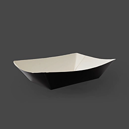 500 x Black Open Cardboard Food Trays Medium 185x150x50mm