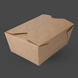 100 x No.4 Kraft Brown Leakproof Food Boxes - 98oz Kraft Takeaway Boxes with Lids